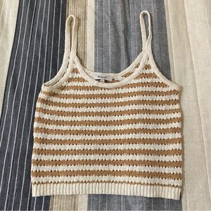 Madewell Striped Knit Cami in Cream and Tan